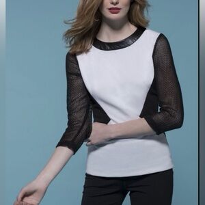 Karen Harman Top 3/4 Sleeve White/Black Size 2